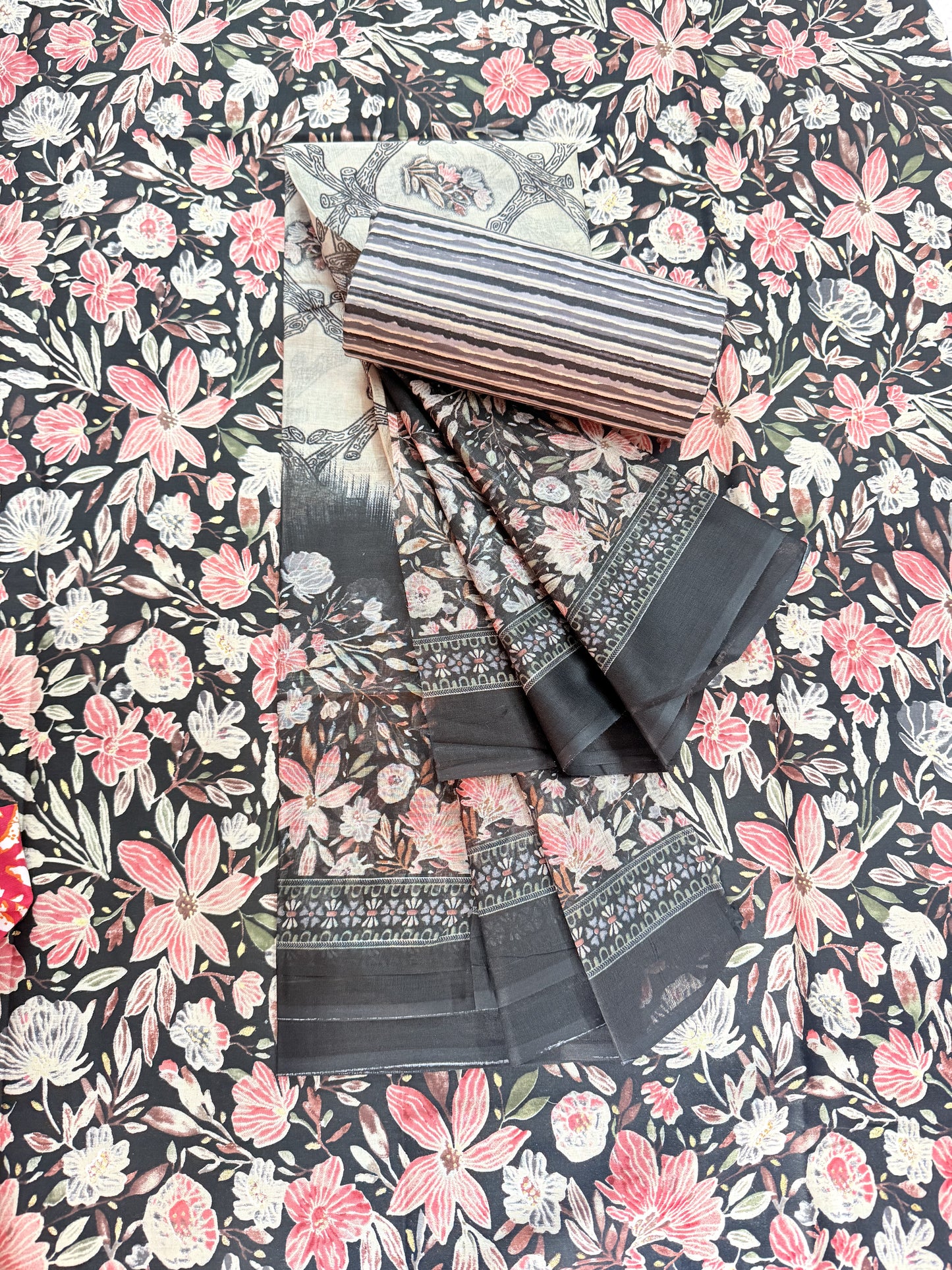 Chic Unstitched Pure Cotton Salwar Suit with printed design (DCUS00027)