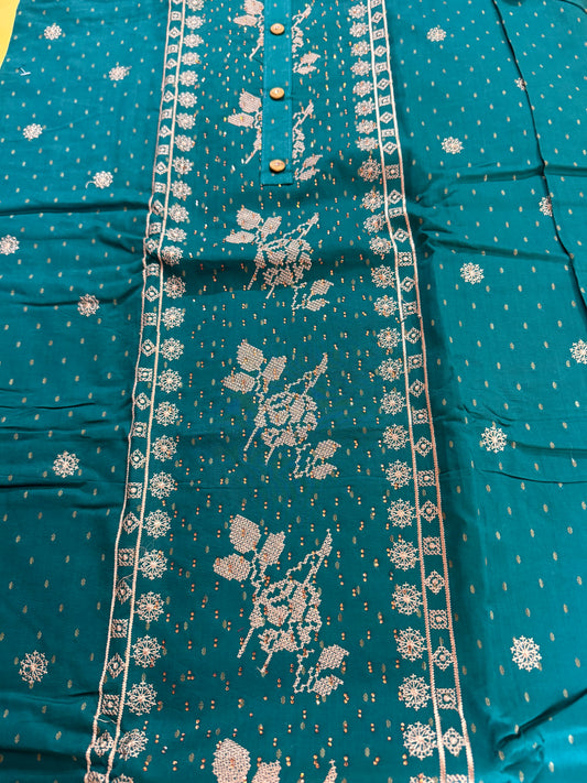 Elegant unstitched salwar suits pure cotton with thread work and soft fabric dupatta (DCUS00014)