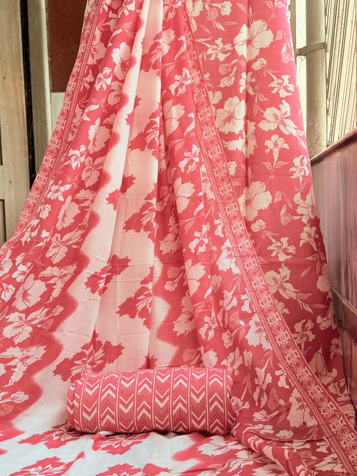 Sleek Cotton mix unstitched 3 piece salwar suit with capsule foil print (DCUS00052)