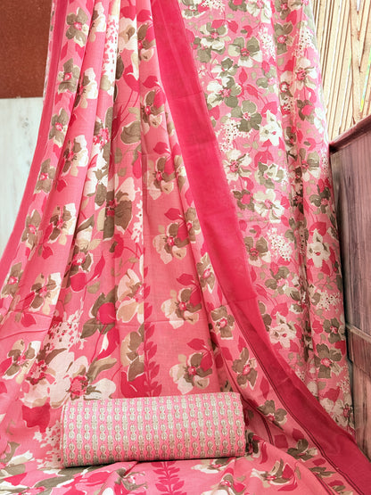 Sleek Cotton mix unstitched 3 piece salwar suit with capsule foil print (DCUS00051)